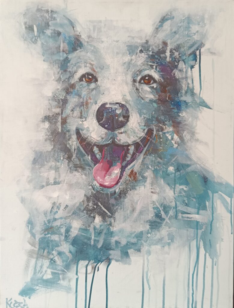 Dejan Bozhinovski - Koska, "Happy", Oil on Canvas, 80x60cm
