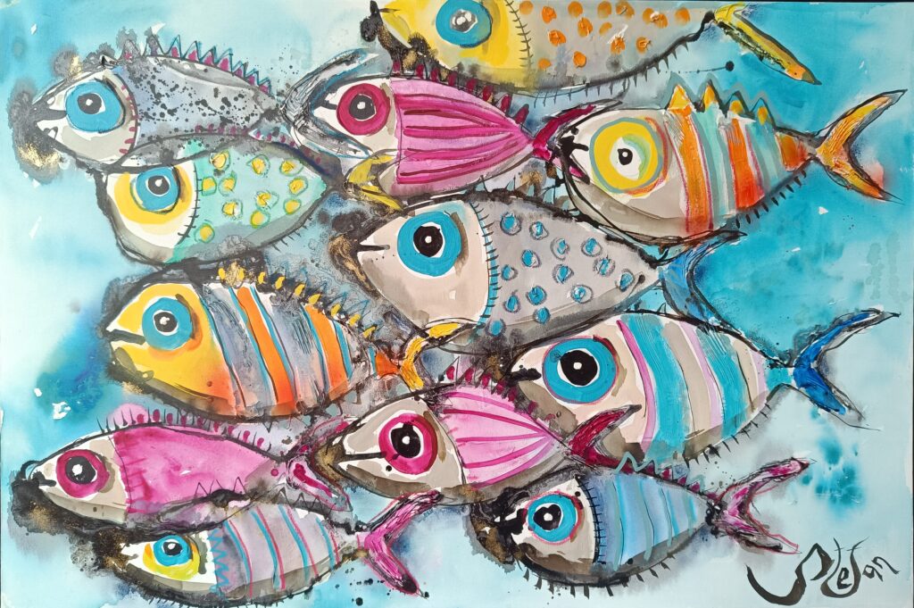 Stefan Dimovski, Fish, 60x40cm